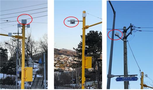 쏘우웨이브가 개발해 북악산 근린 공원에 설치한 무선 Wi-Fi 보안 CCTV.