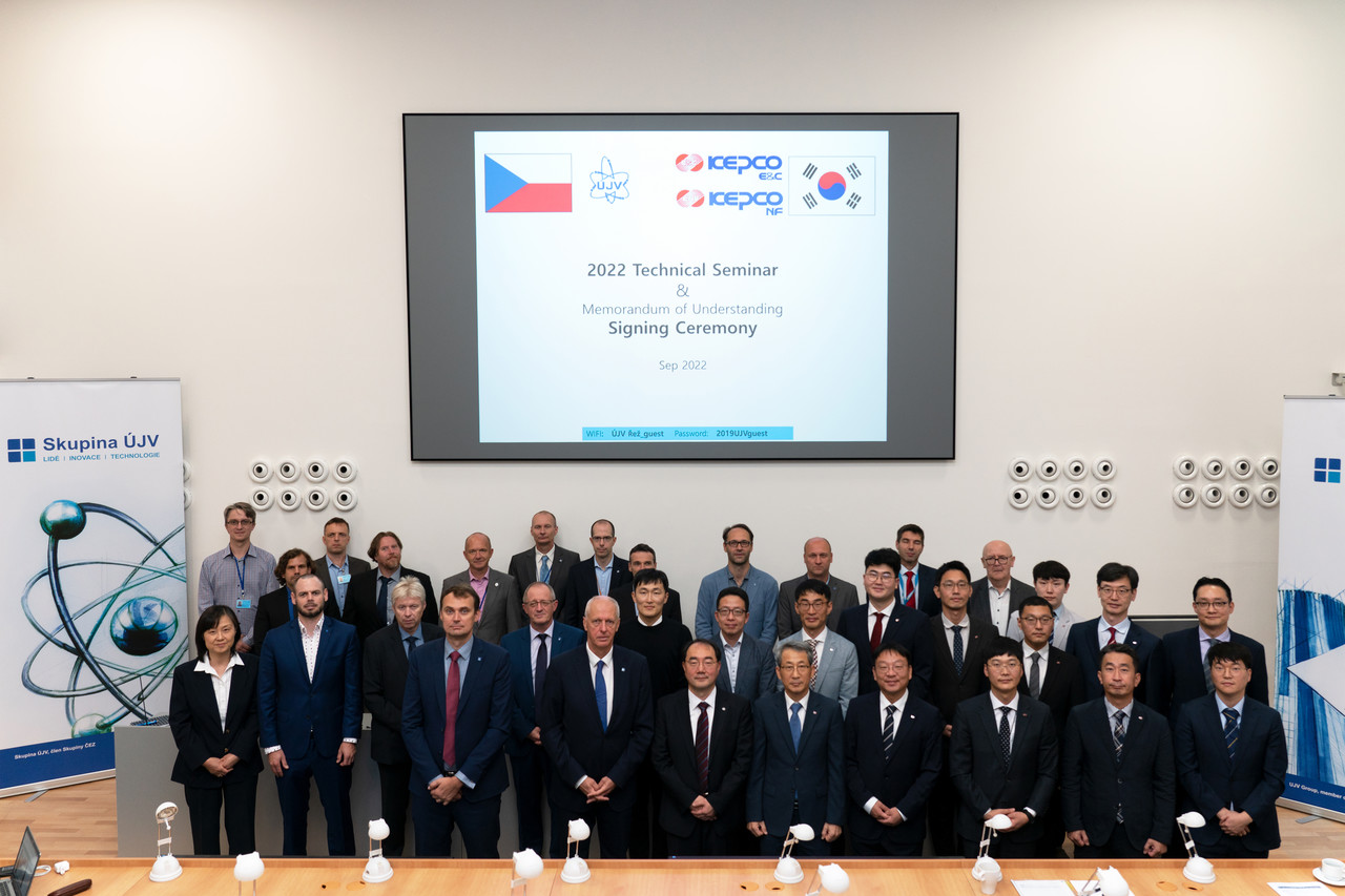 한국전력기술은 지난 1일 체코 프라하에서 체코 국영 원자력연구소(이하 UJV Rez)와 업무 협력 증진 기술세미나를 개최했다.    사진 = 한국전력기술 홍보실