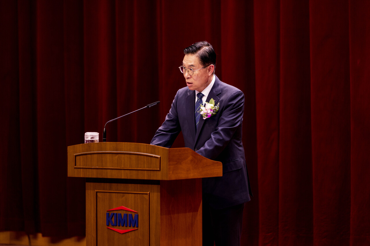 류석현 제19대 한국기계연구원 신임 원장이 취임사를 말하고 있다.  사진 = 기계연.